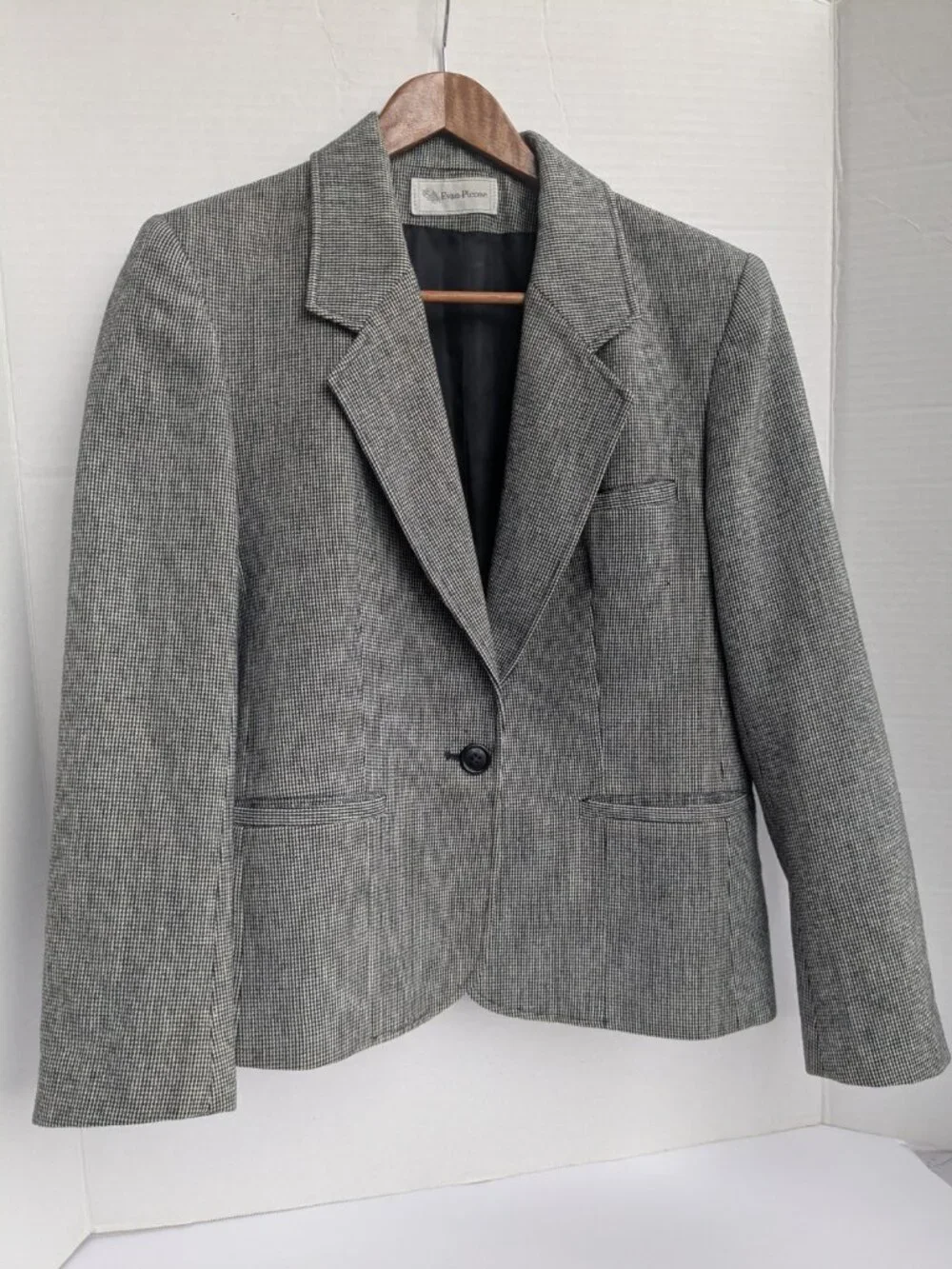 Vintage Evan‑Picone Blazer Jacket SZ 10 USA Union Made 80s 90s Houndstooth ILGWU - Picture 8 of 8